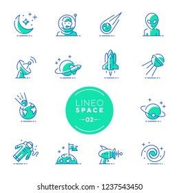 Lineo Lime - Space and Planets line icons (editable stroke)