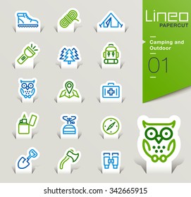 Lineo Papercut - Camping and Outdoor outline icons