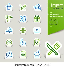 Lineo Papercut - Hotel and Hotel Services outline icons