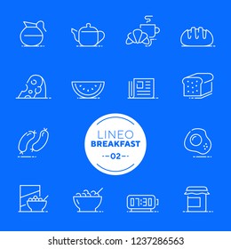 Lineo White - Breakfast and Morning line icons (editable stroke)