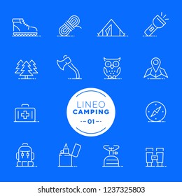 Lineo White - Camping and Outdoor line icons (editable stroke)