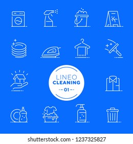 Lineo White - Cleaning and Housework line icons (editable stroke)