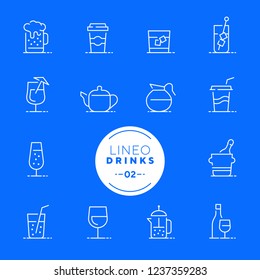 Lineo White - Drink and Alcohol line icons (editable stroke)