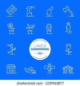 Lineo White - Gardening and Seeding line icons (editable stroke)