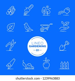 Lineo White - Gardening and Seeding line icons (editable stroke)