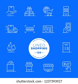 Lineo White - Iconos de línea de compras y comercio electrónico (trazo editable)
