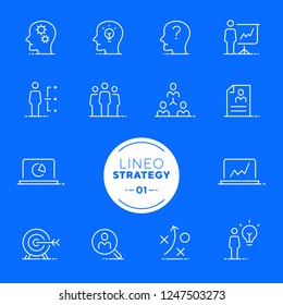 Lineo White - Strategy and Management line icons (editable stroke)