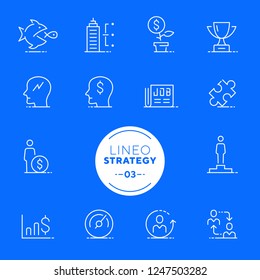 Lineo White - Strategy and Management line icons (editable stroke)