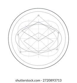 Lineare Quantenatlankonstruktion mit geschichteten Umlaufellipsen, Gitterebenen und technischer Knotengeometrie für die wissenschaftliche redaktionelle Nutzung.