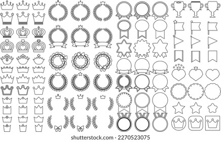 Line-only ranking illustration crown laurel etc.