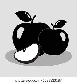 Liner apple, Vector apple, Black apple, Apple art