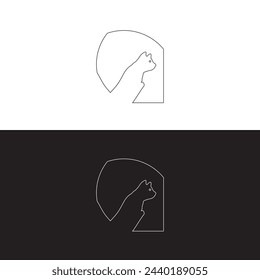 Liner art cat animal logo design 