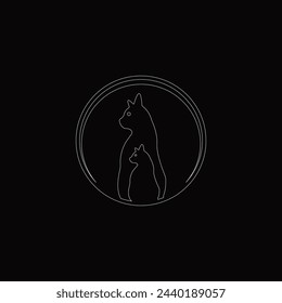 Liner art cat animal logo design 