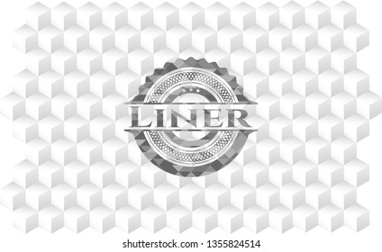 Liner grey badge with geometric cube white background