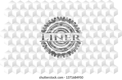 Liner grey emblem. Retro with geometric cube white background