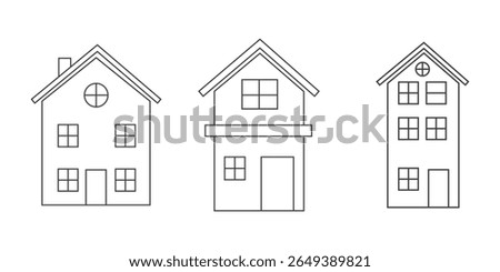  liner icon vector set. Web home icon set for websites and apps. Simple house symbol. Flat real estate sign. Main page pictogram in filled, thin line, outline and stroke style. Isolated illustration.
