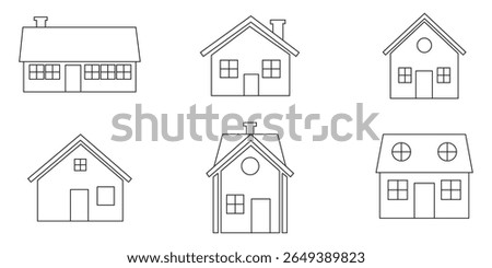  liner icon vector set. Web home icon set for websites and apps. Simple house symbol. Flat real estate sign. Main page pictogram in filled, thin line, outline and stroke style. Isolated illustration.