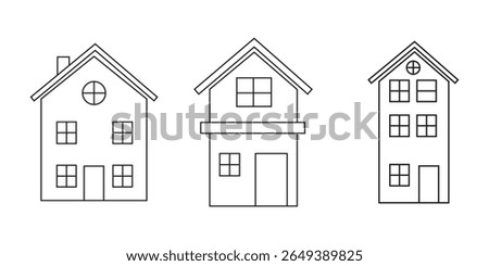  liner icon vector set. Web home icon set for websites and apps. Simple house symbol. Flat real estate sign. Main page pictogram in filled, thin line, outline and stroke style. Isolated illustration.