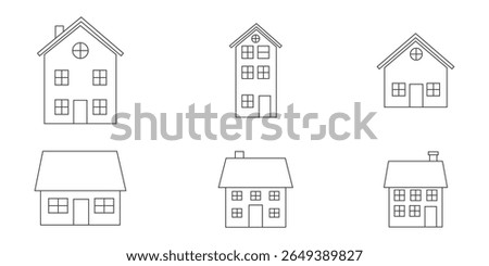  liner icon vector set. Web home icon set for websites and apps. Simple house symbol. Flat real estate sign. Main page pictogram in filled, thin line, outline and stroke style. Isolated illustration.