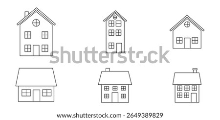  liner icon vector set. Web home icon set for websites and apps. Simple house symbol. Flat real estate sign. Main page pictogram in filled, thin line, outline and stroke style. Isolated illustration.