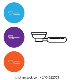 Liner illustration in four style Filter holder with ground coffee. Portafilter symbol