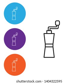 Liner illustration in four style Grinder icon vector. Coffee time