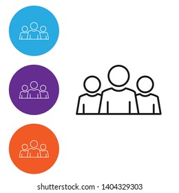 Liner illustration in four style Interaction vector icon. Social media symbol