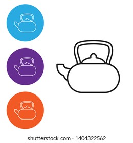 Liner illustration in four style Teapot icon. Drinks sign symbol
