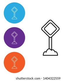 Liner illustration in four style Warning road sign. Logo concept. Conceptual image of tools for repair, construction and builder.