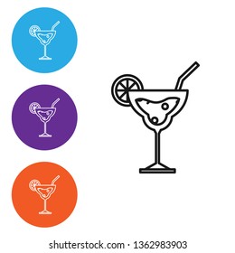 Liner illustration in four styles Cocktail vector icon, alcohol symbol