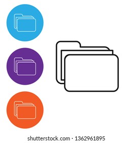 Liner illustration in four styles Folder with Document. Business concept