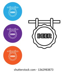 Liner illustration in four styles Vector Hanging Bar Board. Bar concept