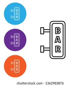 Liner illustration in four styles Vector Hanging Bar Board. Bar concept