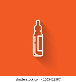 Liner illustration with long shadow on orange backgraund Antibiotic vector icons. Healthcare symbol