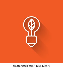 Liner illustration with long shadow on orange backgraund Clean Energy Concept Icon