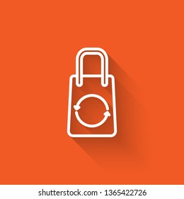Liner illustration with long shadow on orange backgraund Package vector recycling icon