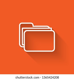 Liner illustration with long shadow on orange backgraund Folder with Document. Business concept