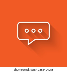 Liner illustration with long shadow on orange backgraund Thinking Icon concept. Idea sign