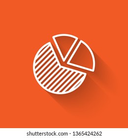 Liner illustration with long shadow on orange backgraund Circle infographic, cycle diagram, round graph. Business concept