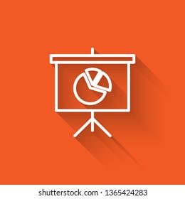 Liner illustration with long shadow on orange backgraund Marker board for office. Business concept
