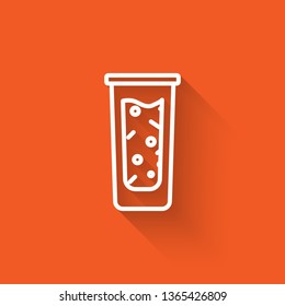 Liner illustration with long shadow on orange backgraund Glasses of water. Drink concept
