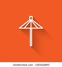 Liner illustration with long shadow on orange backgraund Umbrella Topical Cocktail Toothpick