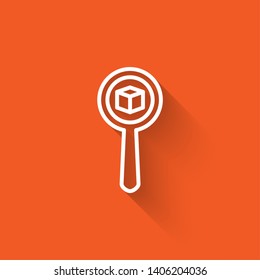 Liner illustration with long shadow on orange background  Parcel or order tracking illustration, parcel search