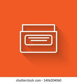 Liner illustration with long shadow on orange background  Cosmetic cream icon vector. Face cream