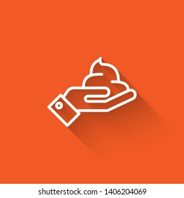 Liner illustration with long shadow on orange background  Cosmetic cream icon vector. Face cream