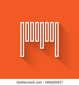 Liner illustration with long shadow on orange background  Barcode vector icon, label symbol.