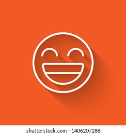 Liner illustration with long shadow on orange background  Emoji icon. Range to assess the emotions of your content. User experience.
