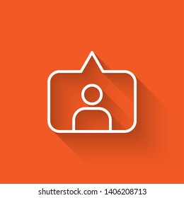 Liner illustration with long shadow on orange background  Subscribe icon symbol
