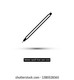 Liner pen flat black icon isolated with shadow