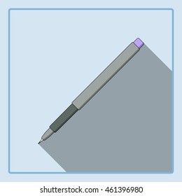 Liner pen icon in flat design with soft long shadow. Stationery theme symbol. vector illustration. school and office supplies. 